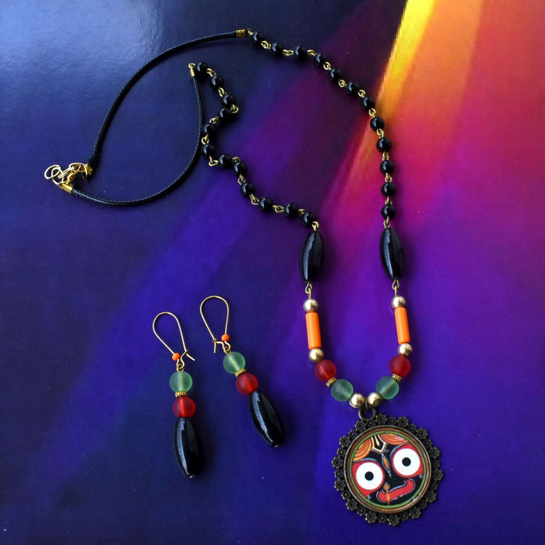 Bindurekha Jagannath Blackbeads Necklace Set