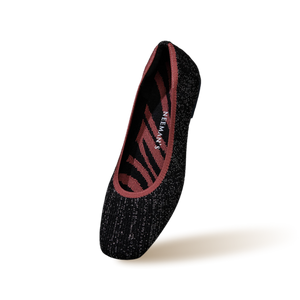 Metallic Square Flats : Black-Pink