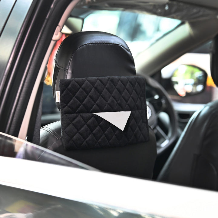 Black Quilted Car Tissue Paper Holder Set Of 2