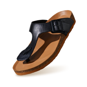 Cork Thong Sandals : Black-Tan