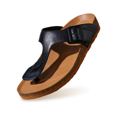 Cork Thong Sandals : Black-Tan