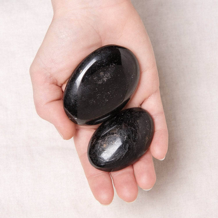 Black Tourmaline Palm Stones - AAA Premium Quality