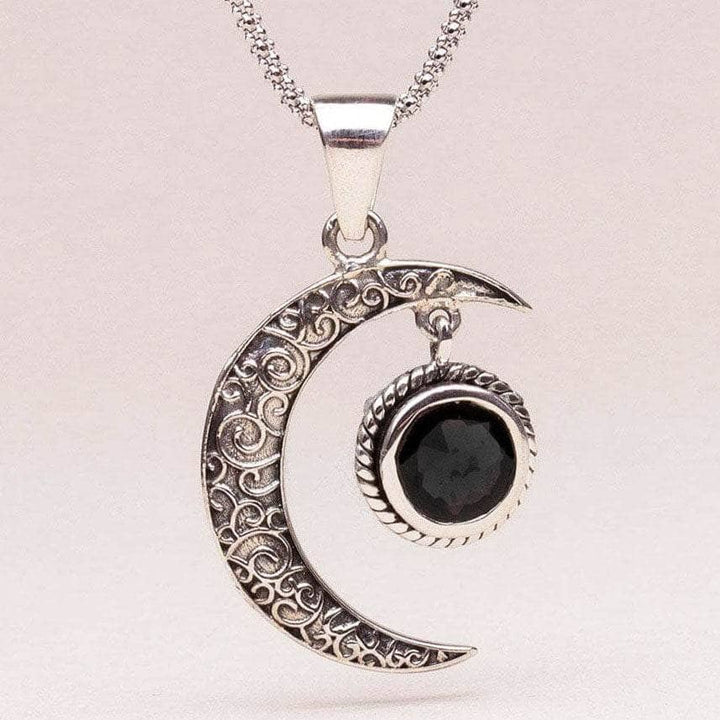 Gemstone Silver Moon Pendant Necklace