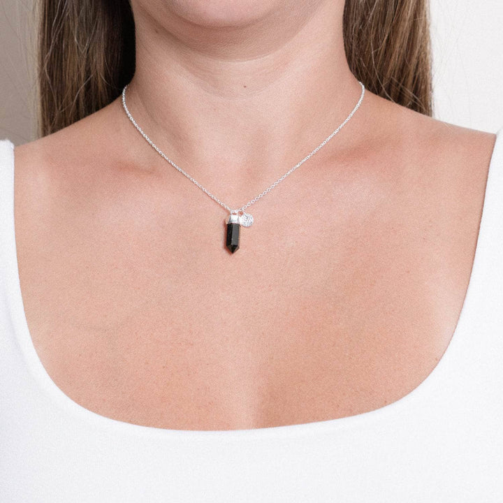 Delicate Black Tourmaline Crystal Point Necklace