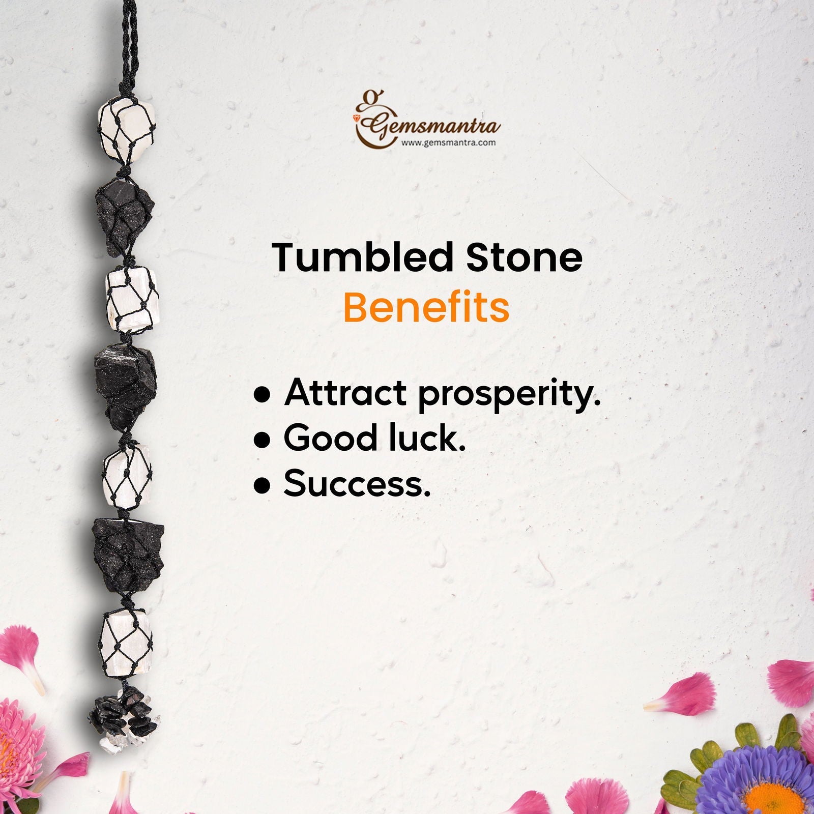 Black Tourmaline & Selenite Tumble