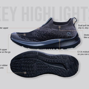 Blend Knit Slip Ons : Black-Grey