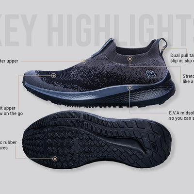 Blend Knit Slip Ons : Black-Grey