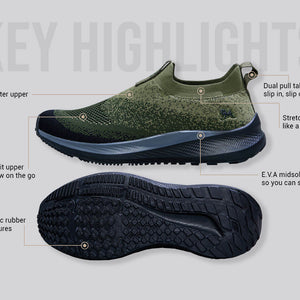 Blend Knit Slip Ons : Olive-Black