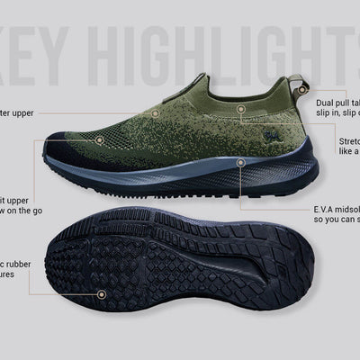 Blend Knit Slip Ons : Olive-Black