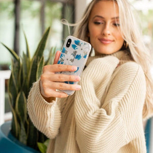 Blue and Gold Clear Floral Samsung Case