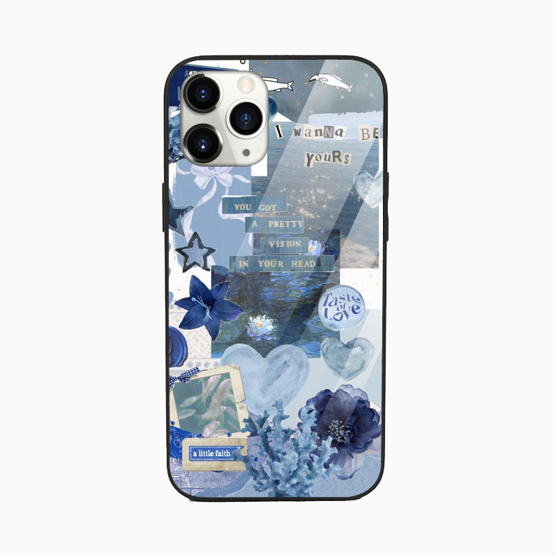 Blue Ember Aesthetic Glossy Phone Cover