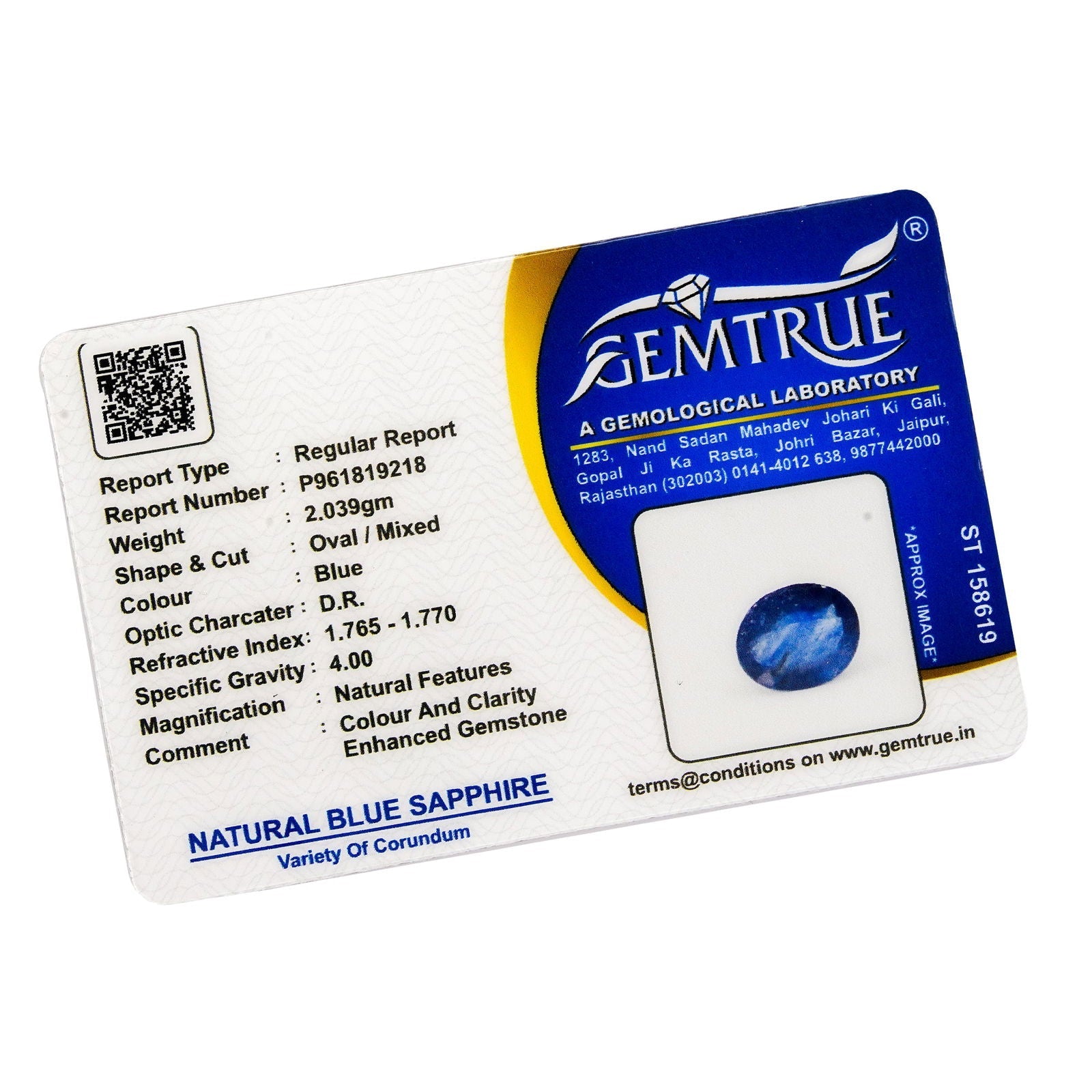 Blue sapphire ( 11.2 Ratti )