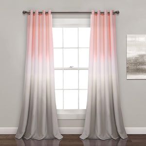 Blush Waterfall Printed Faux Silk Room Darkening Curtains, Pack of 2 Curtains