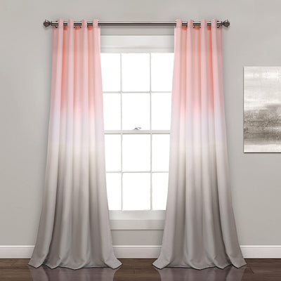 Blush Waterfall Printed Faux Silk Room Darkening Curtains, Pack of 2 Curtains