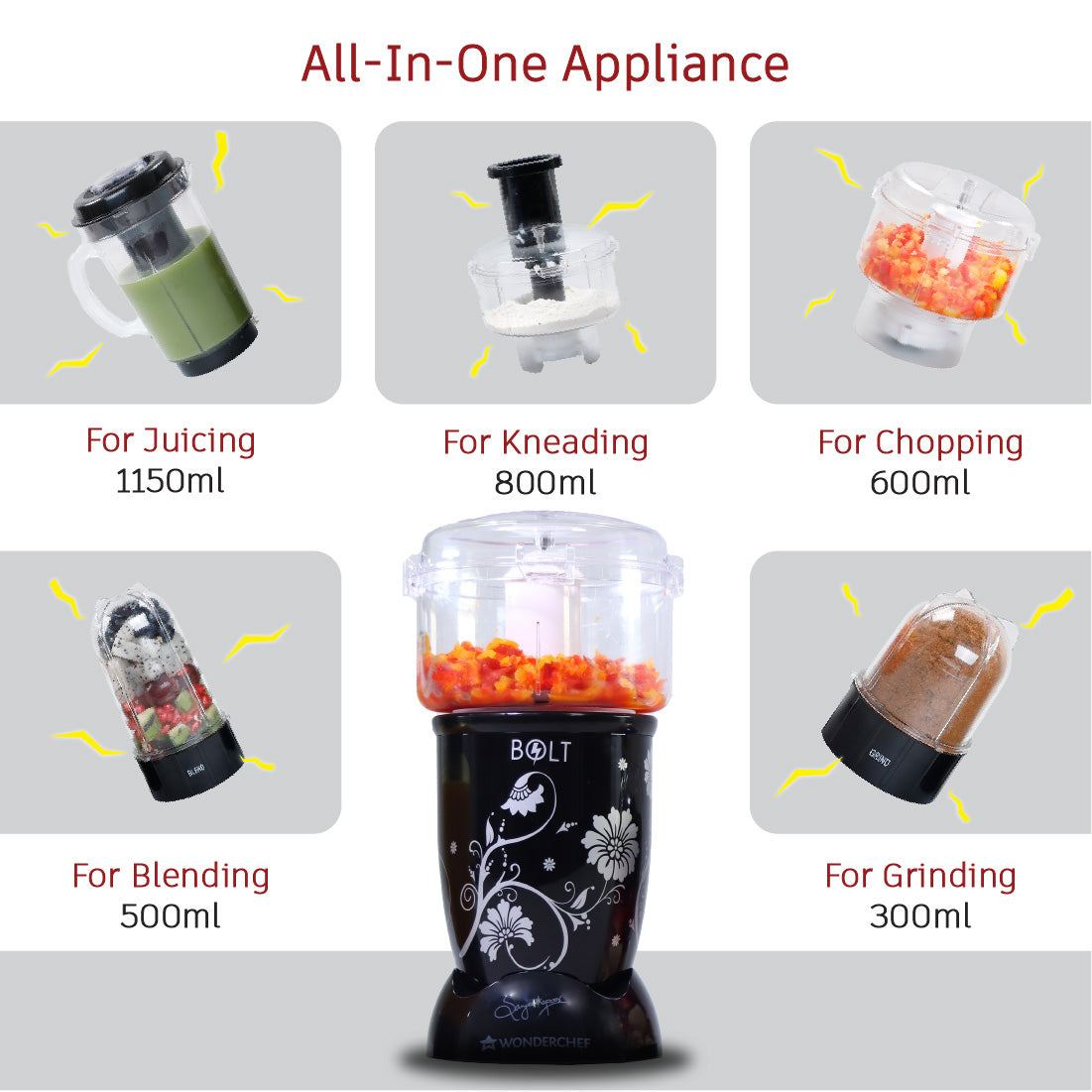 Nutri-blend BOLT-600W Mixer With Food Processor by blacktree