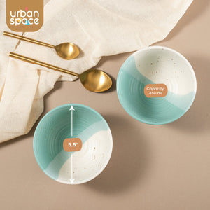 Handmade Ceramic Snack Bowls, Ramen Soup bowls, Serving Bowls, Set of 2, Ocean Green Pearl