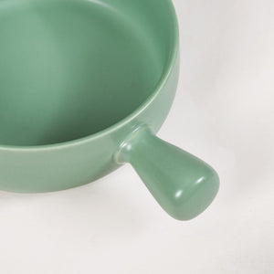 Ceramic Baking Bowl With Handle Sage Green 650ml