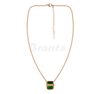 Love Green Emerald Pendant Rose Gold  Necklace For Girls