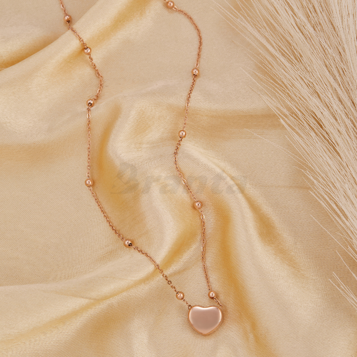 Heart Rose Gold-Tone Stainless Steel Necklace