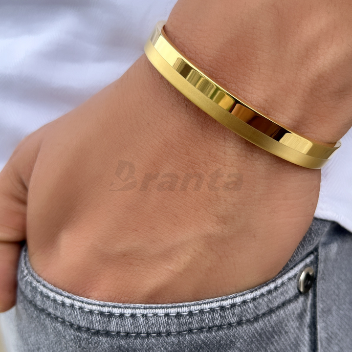 Classy Matte-Shiny Design Gold Bracelet For Men