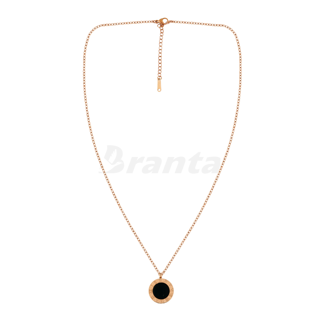 Roman Numeral Reversible Pendant Rose Gold Necklace For Women