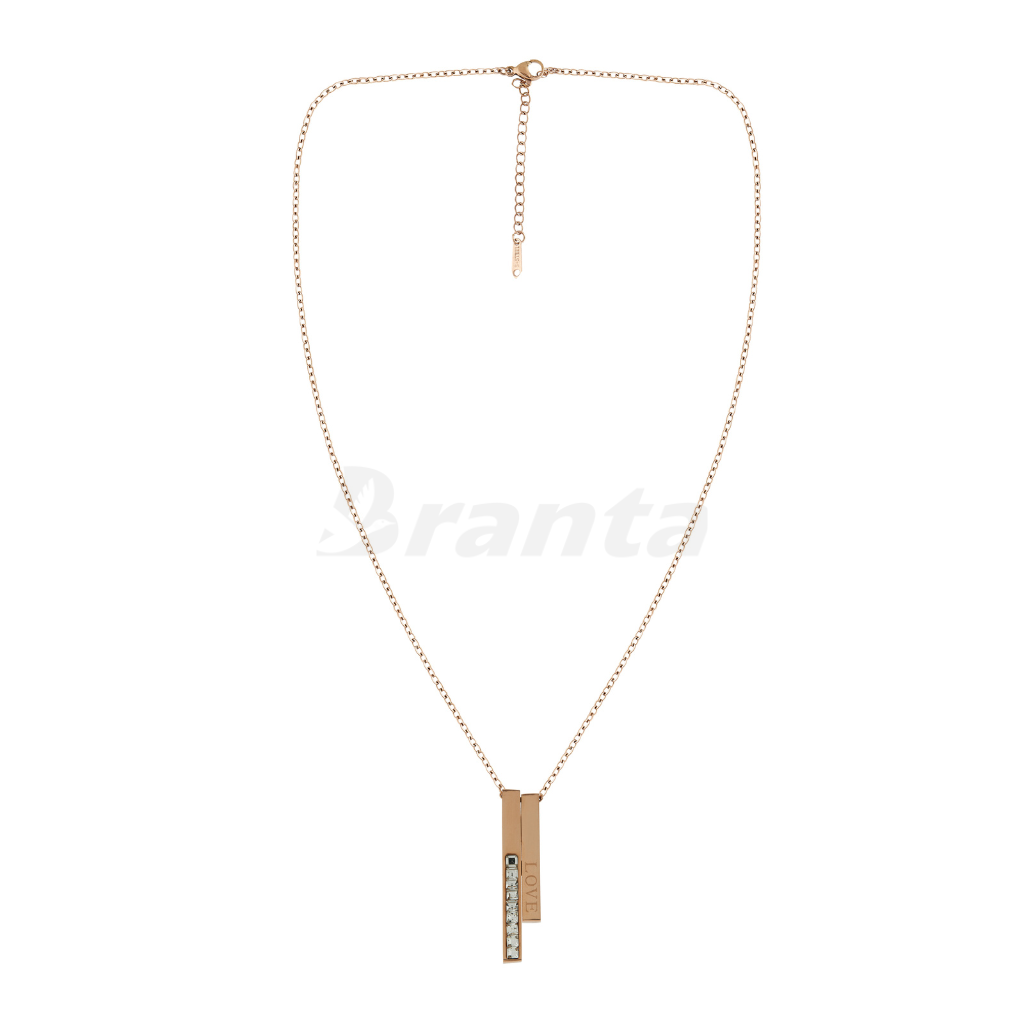 Graceful Rose Gold Diamond Love Bar Pendant Necklace