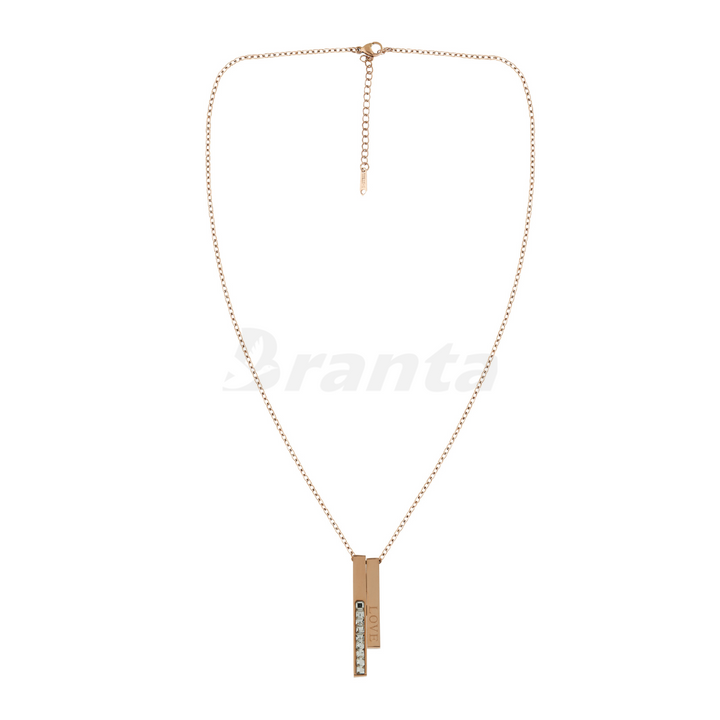 Graceful Rose Gold Diamond Love Bar Pendant Necklace