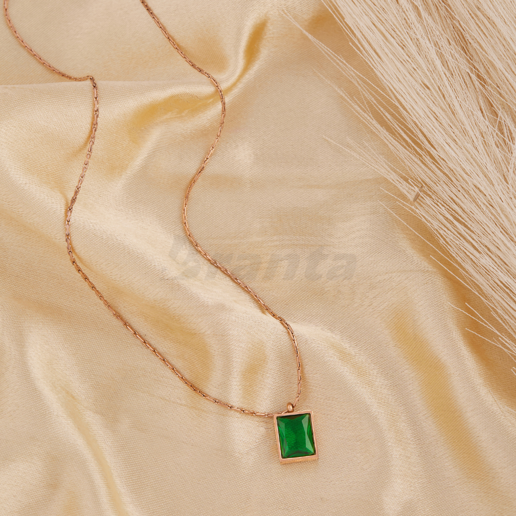 Radiant Green Emerald Pendant Necklace