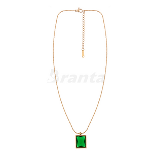 Radiant Green Emerald Pendant Necklace