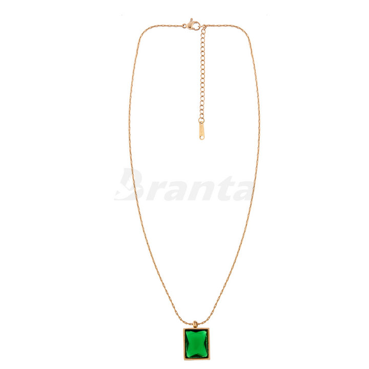 Radiant Green Emerald Pendant Necklace