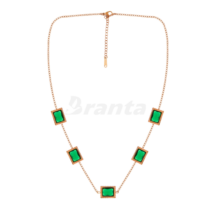 Green Emerald Rose Gold Necklace