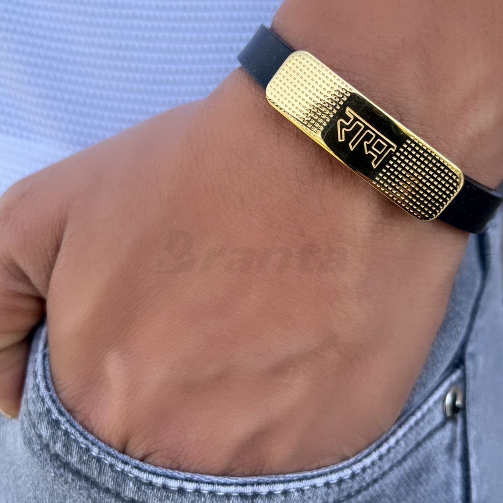 Ram Dotted Pattern Silicon Belt Men's Gold Bracelet