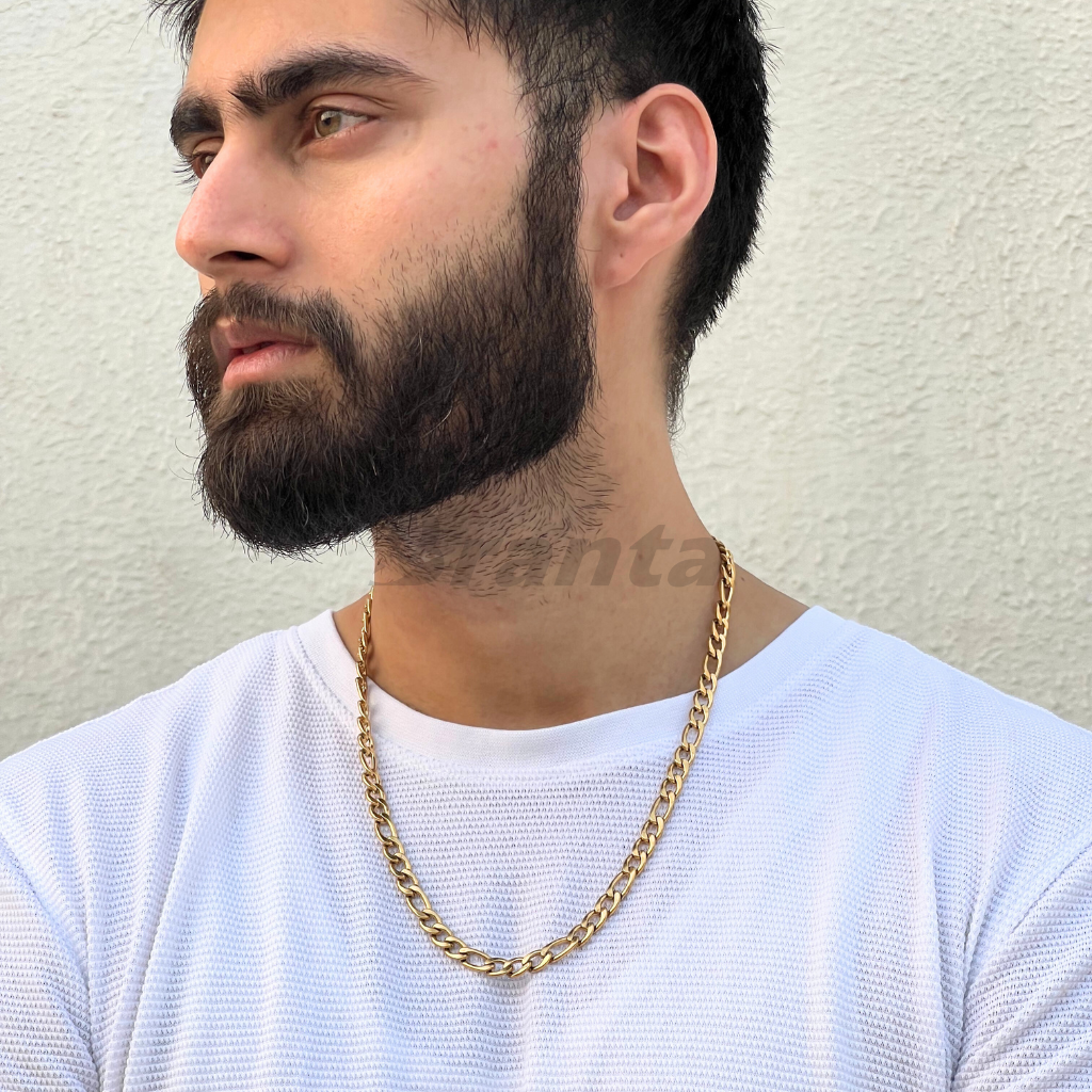 Fancy Gold Curb Chain Necklace For Men