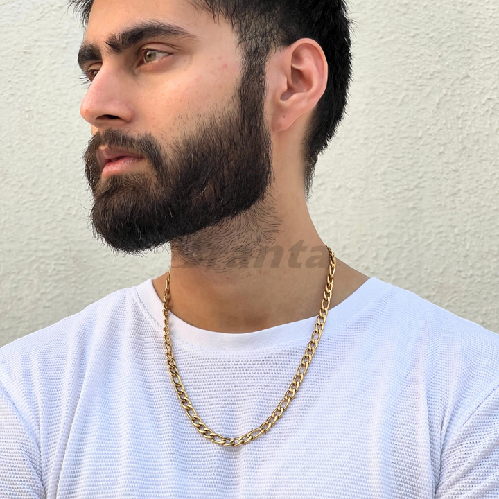 Fancy Gold Curb Chain Necklace For Men