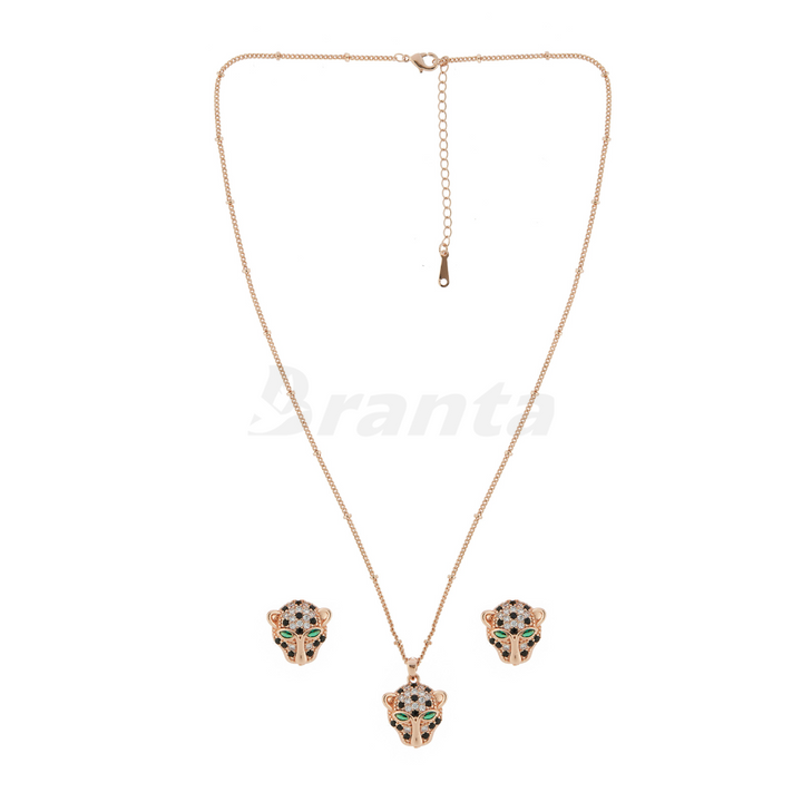 Leopard Face Earring and Necklace Set For Women