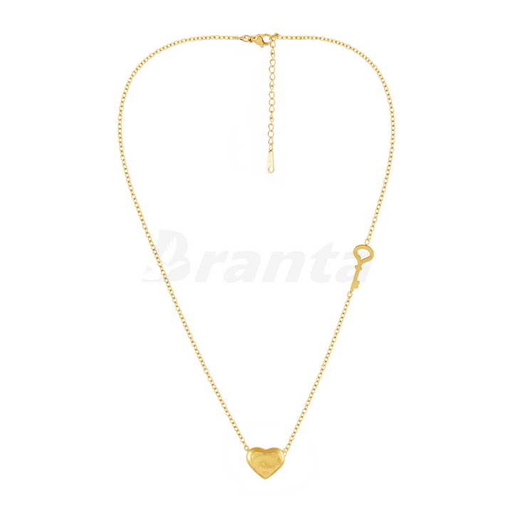 Golden Heart and Key Necklace