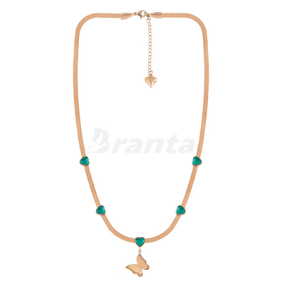 Butterfly Pendant Heart Emerald Necklace