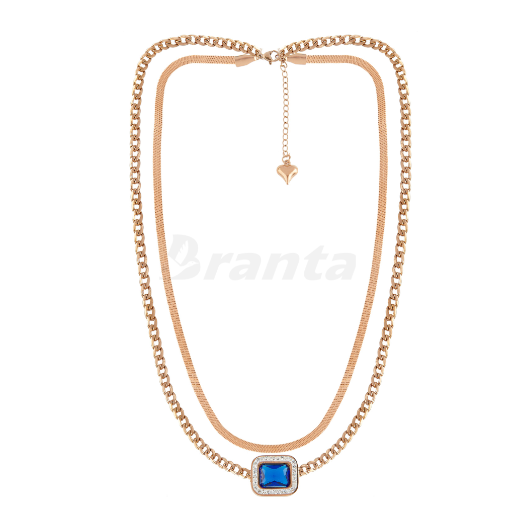 Trendy Blue Diamond Layered Necklace