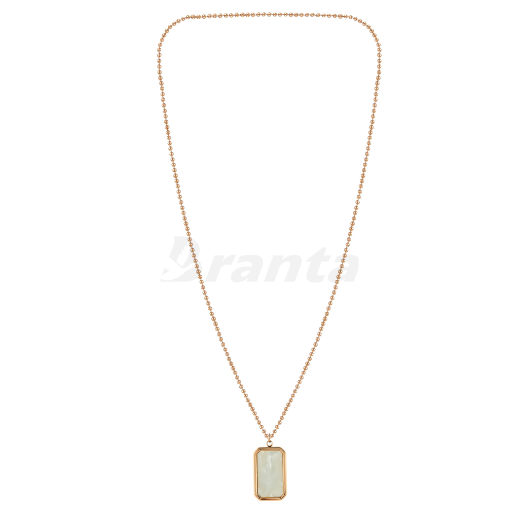 Rectangle White Pearls Pendant Necklace