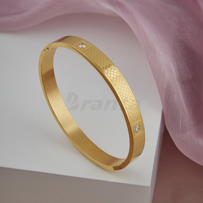 Cross Lined Gold Bracelet For Men