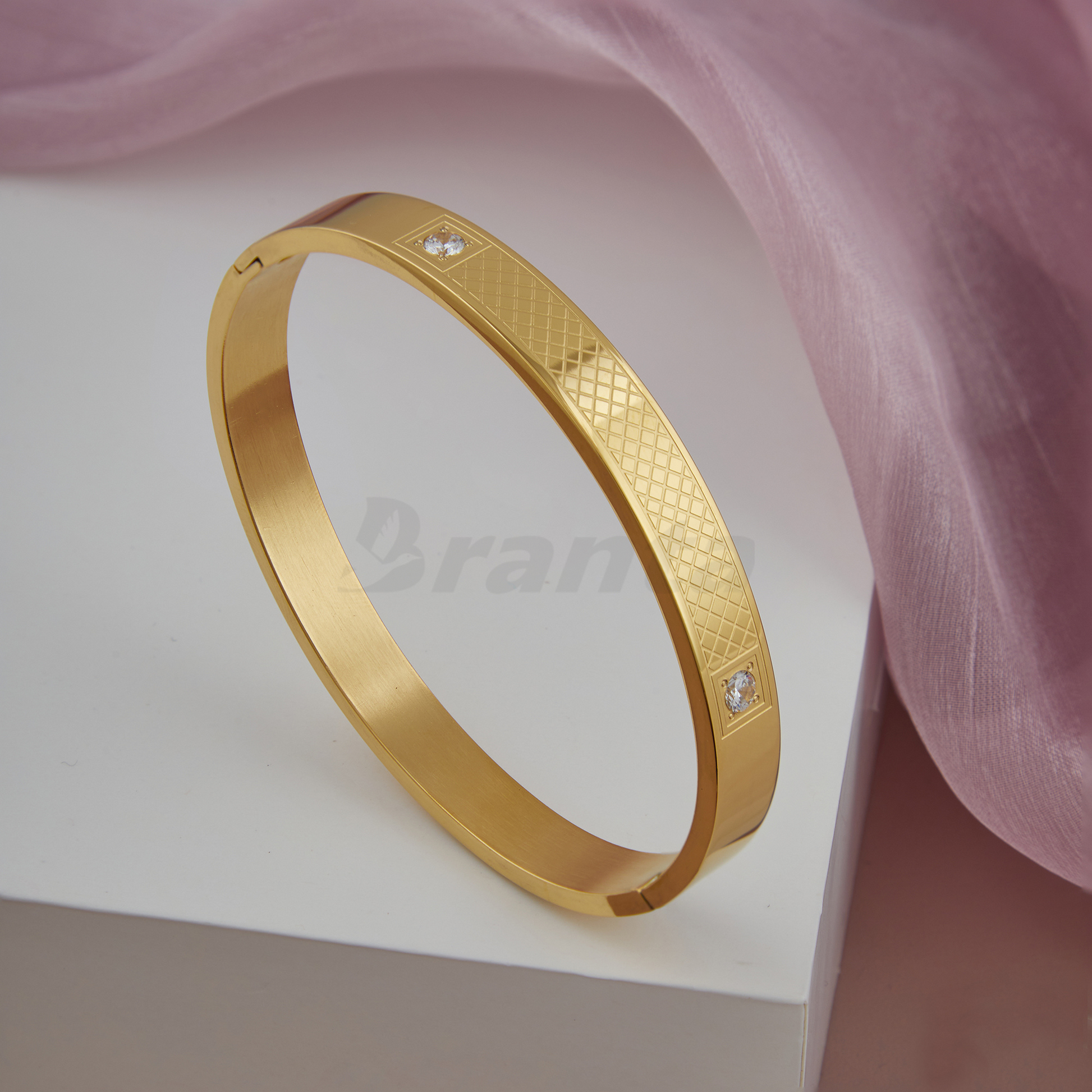 Cross Lined Gold Bracelet For Men