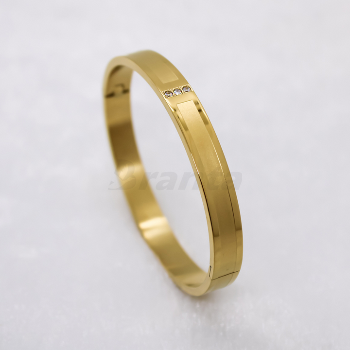 Matte and Shiny Finish with Three Diamond Gold Bracelet for Men