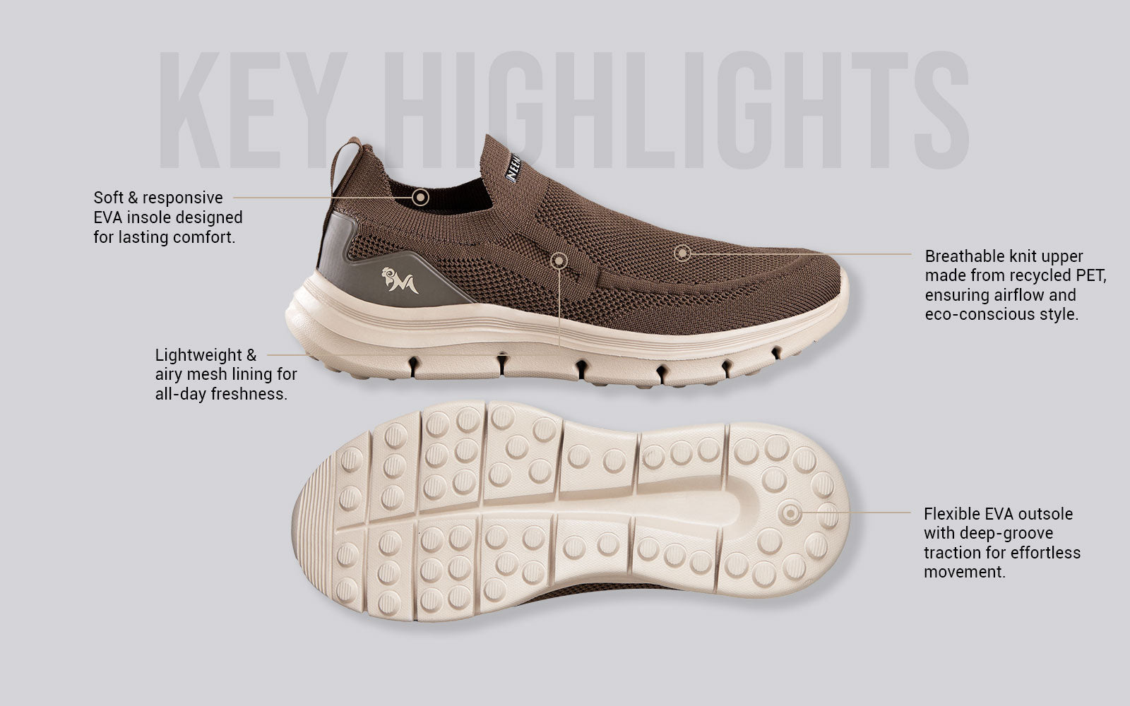 Breathe Ease Slip Ons : Brown