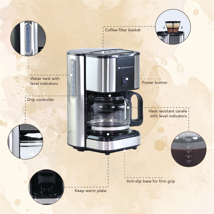 Regalia Brew Coffee Maker 550 W | Stainless Steel Body | 700ml.