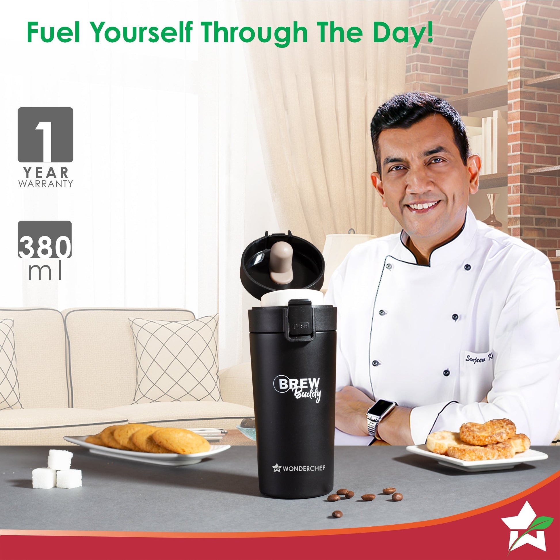 Wonderchef Renewed Brew Buddy Portable Coffee Mug .