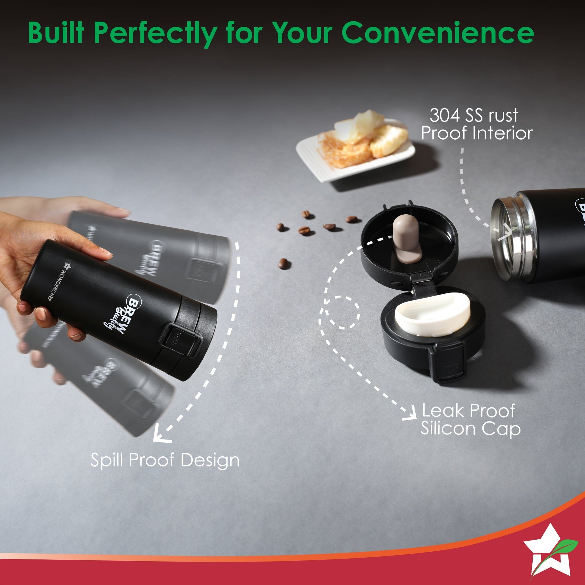 Wonderchef Renewed Brew Buddy Portable Coffee Mug .