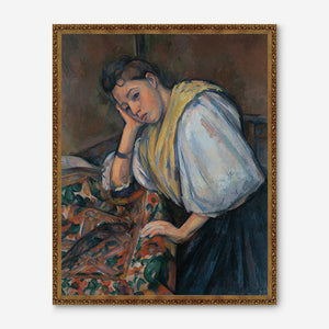 Young Italian Woman at a Table Wall Art by Paul Cezanne