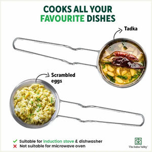 TurboCuk Triply Stainless Steel Tadka Pan for Spice Seasoning/Heating, Premium Quality, 3 Layer Thick Body, 100% Toxin-free, Non-stick, Induction & Gas, 12cm, 300ml
