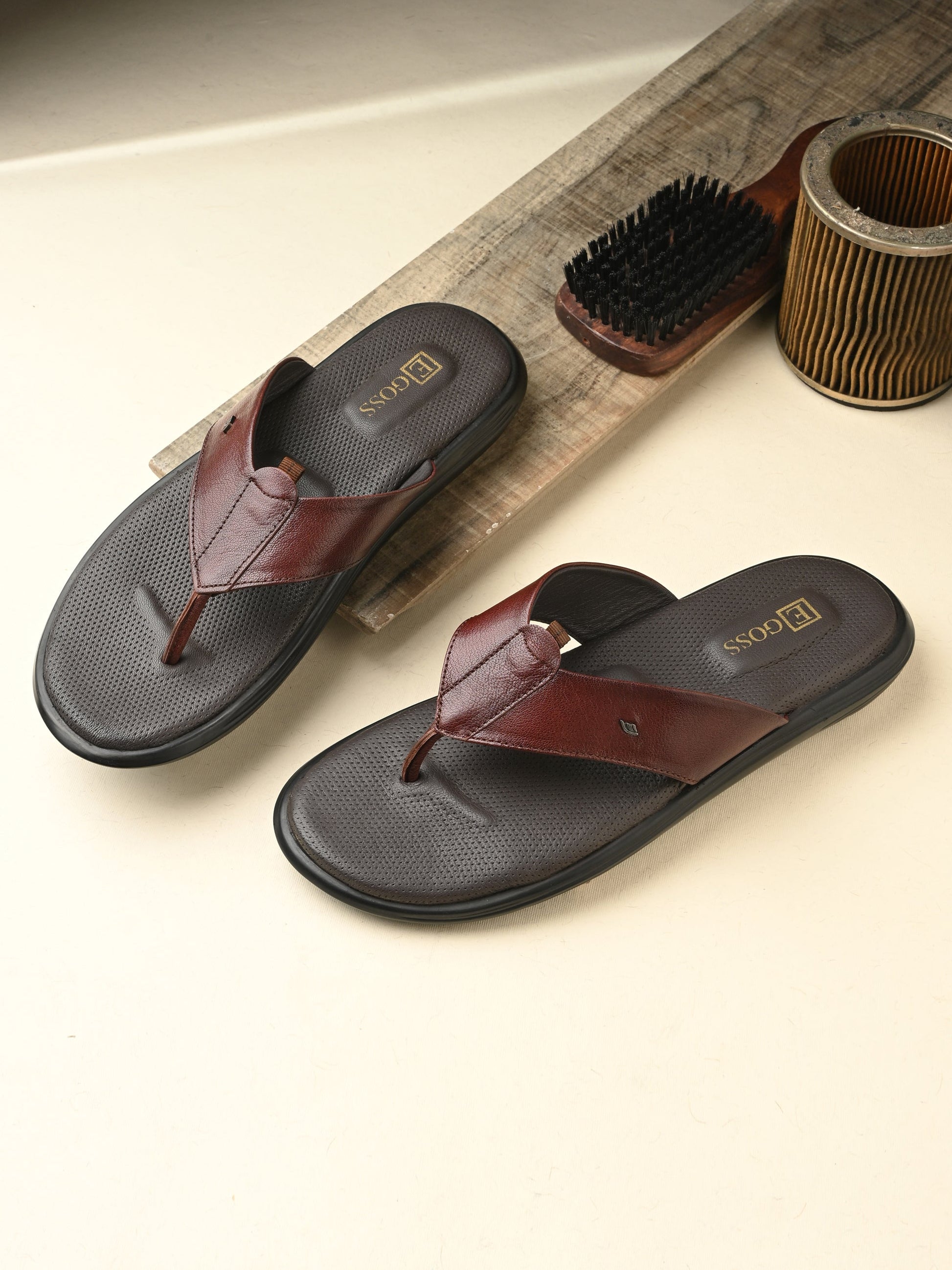 Egoss Leather Slippers For Men