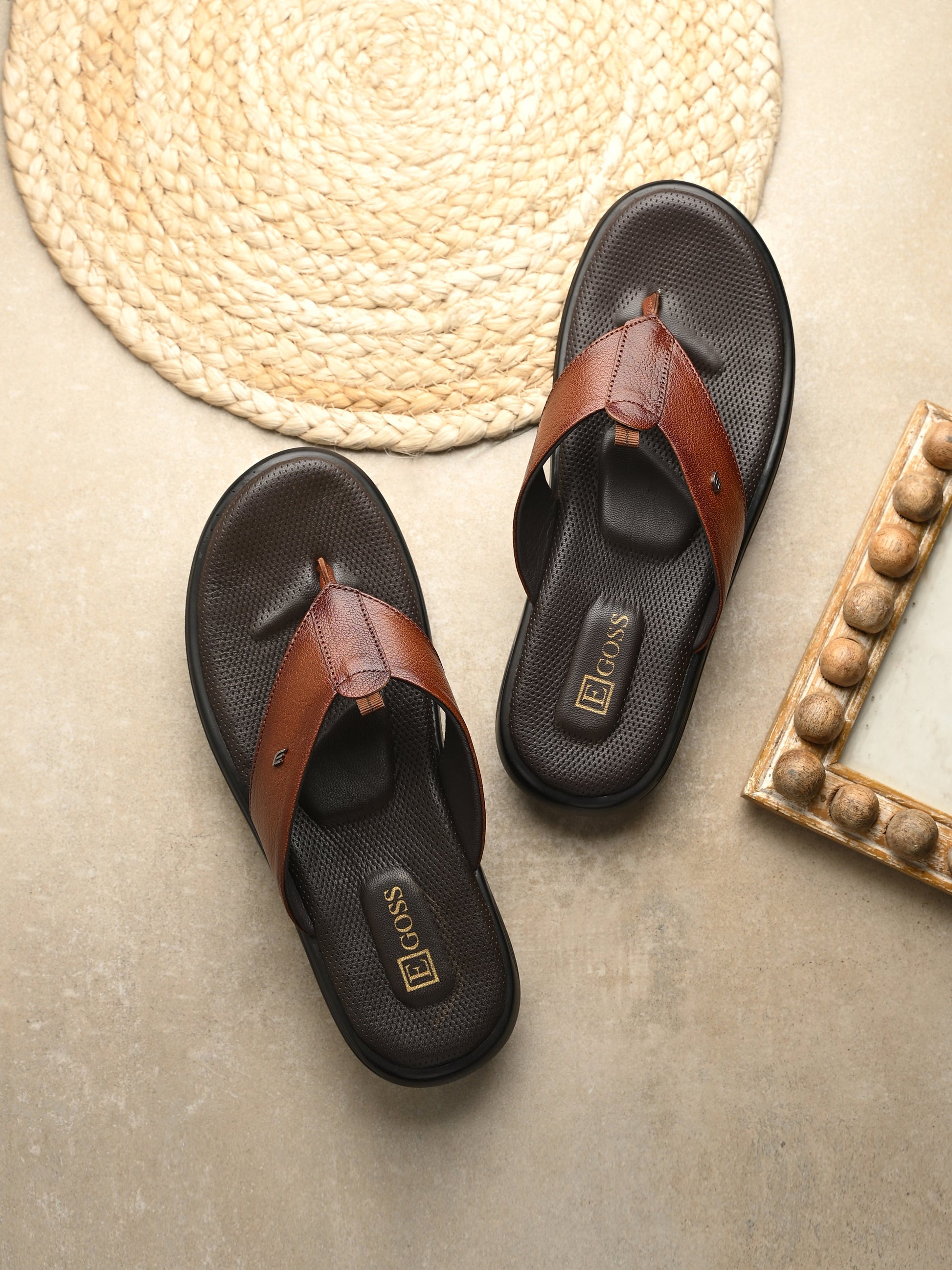 Egoss Leather Slippers For Men